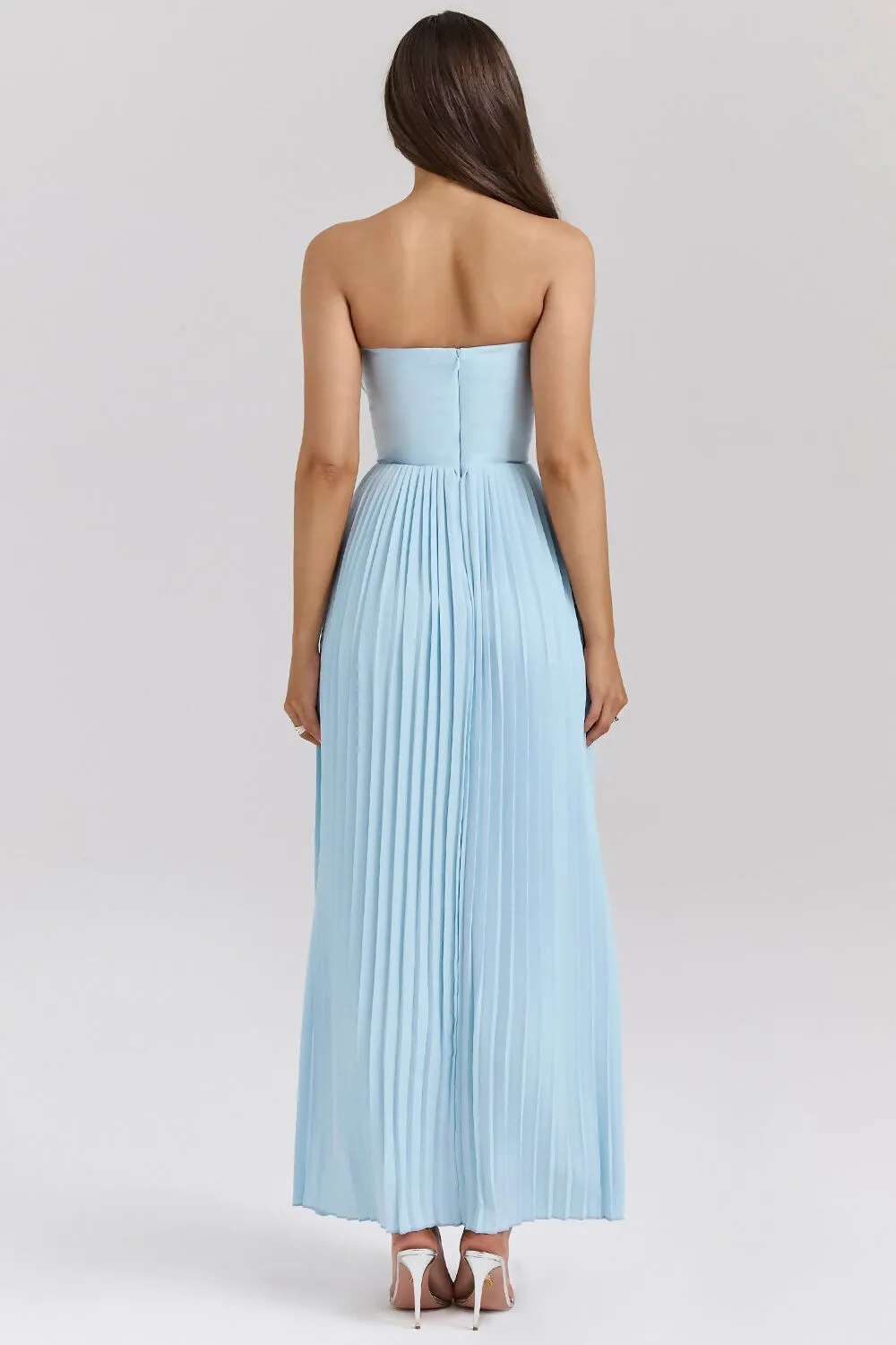House of CB Marcella Ocean Blue Pleated Maxi Dress